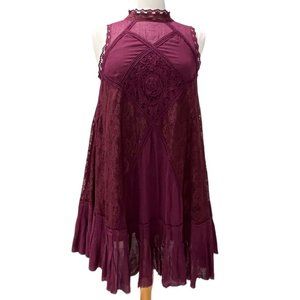 Free People One Angel Summer Women's Mini Dress Sleeveless Raw Hem-Small